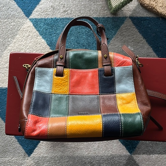 Multicolor patchwork fossil handbag - Picture 1 of 9